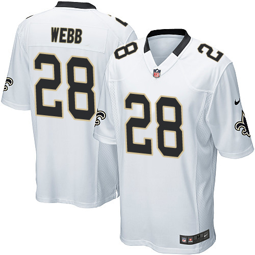 Men's Game B.W. Webb Nike Jersey White Road - #28 NFL New Orleans Saints